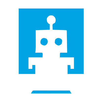 Negative Space Robot Logo #00a3e4