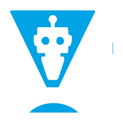 Negative Space Robot Logo #00a3e4