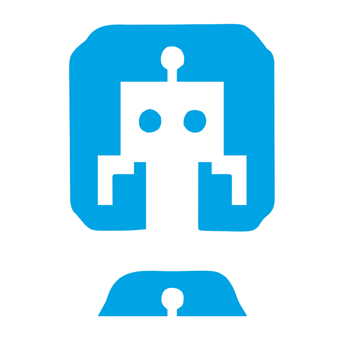 Negative Space Robot Logo #00a3e4