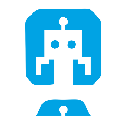 Negative Space Robot Logo #00a3e4