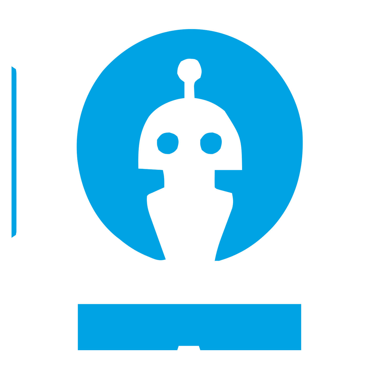 Negative Space Robot Logo #00a3e4