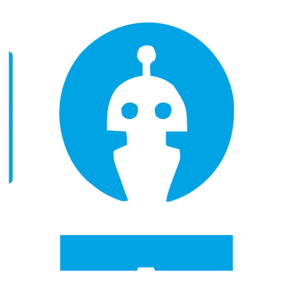 Negative Space Robot Logo #00a3e4