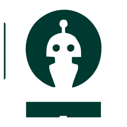 Negative Space Robot Logo #003932