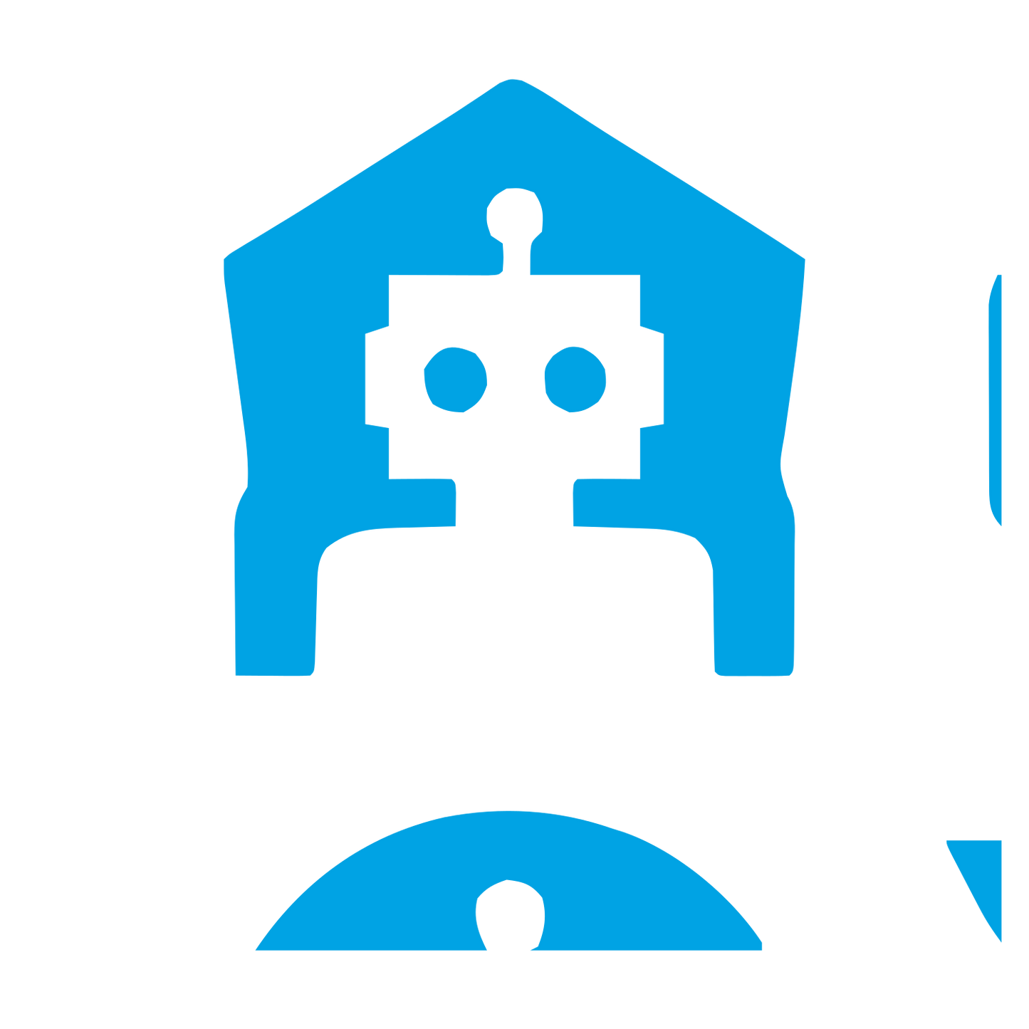 Robot House Negative Space Logo #00a3e4
