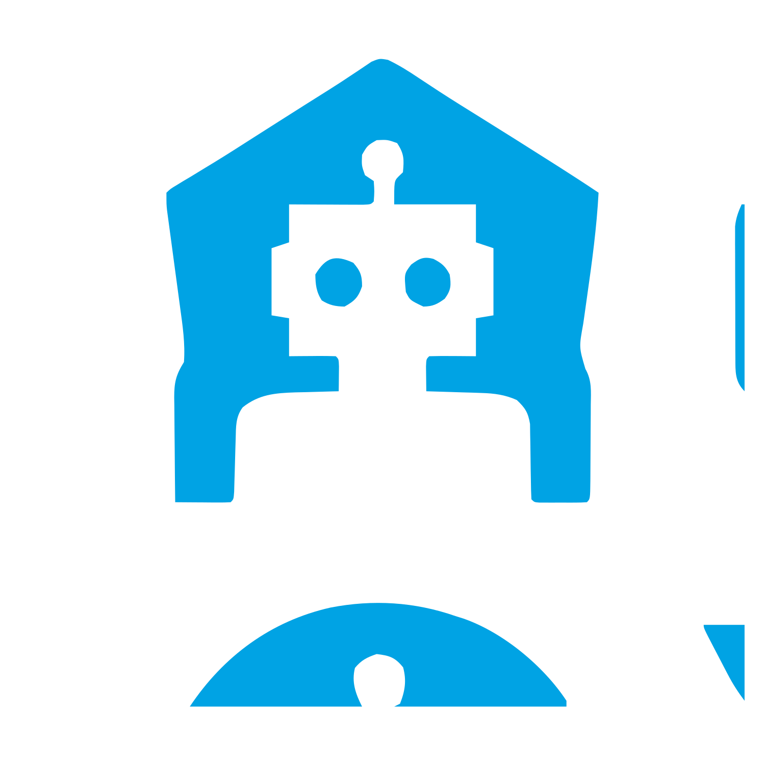 Robot House Negative Space Logo #00a3e4