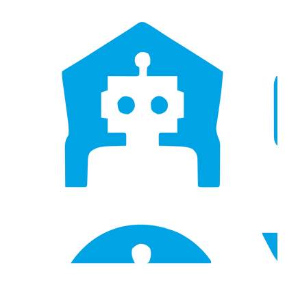 Robot House Negative Space Logo #00a3e4
