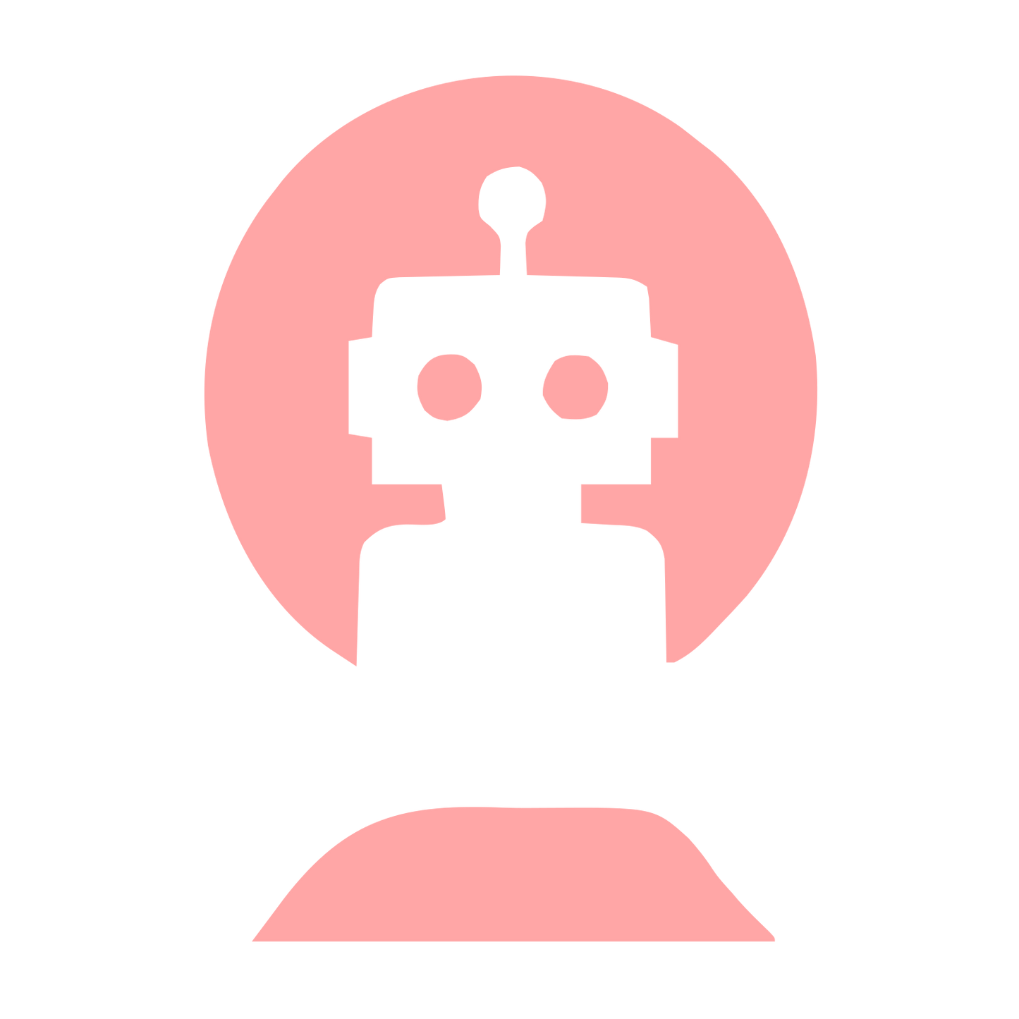 Robot Circle Negative Space Logo #ffa6a6