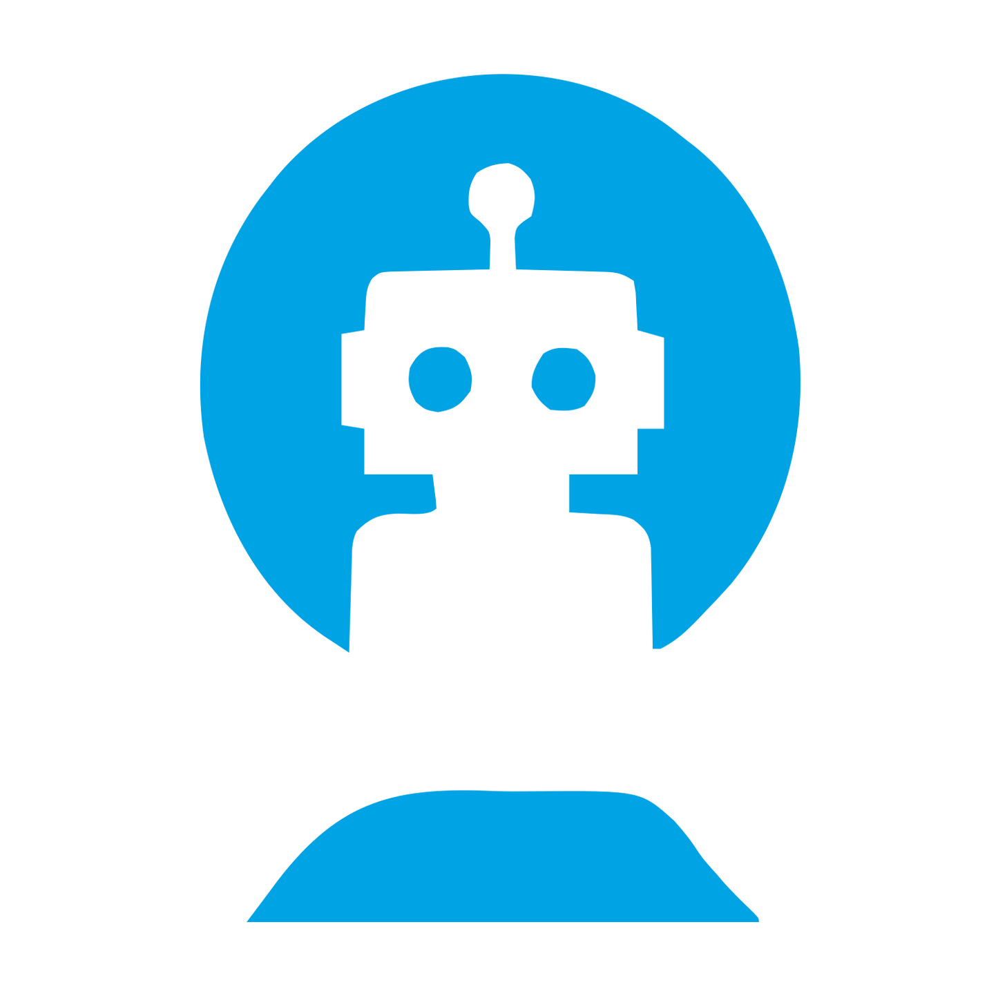 Robot Circle Negative Space Logo #00a3e4