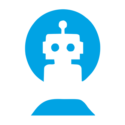 Robot Circle Negative Space Logo #00a3e4