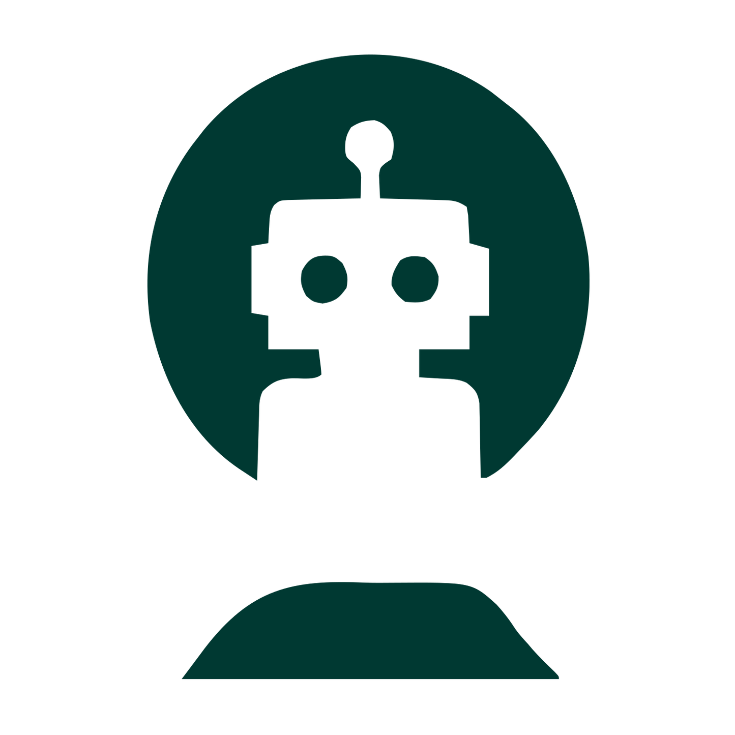 Robot Circle Negative Space Logo #003932
