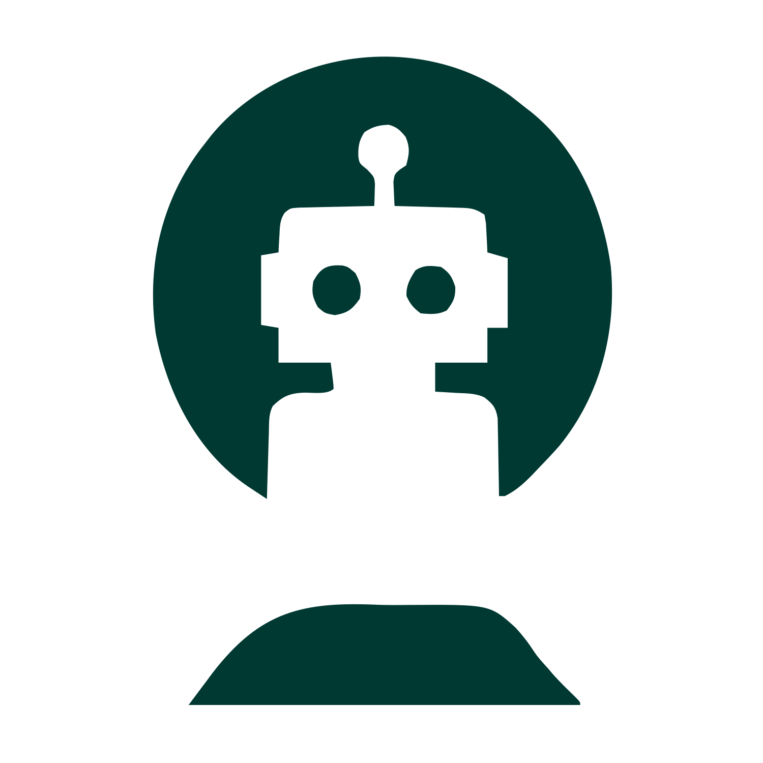 Robot Circle Negative Space Logo #003932