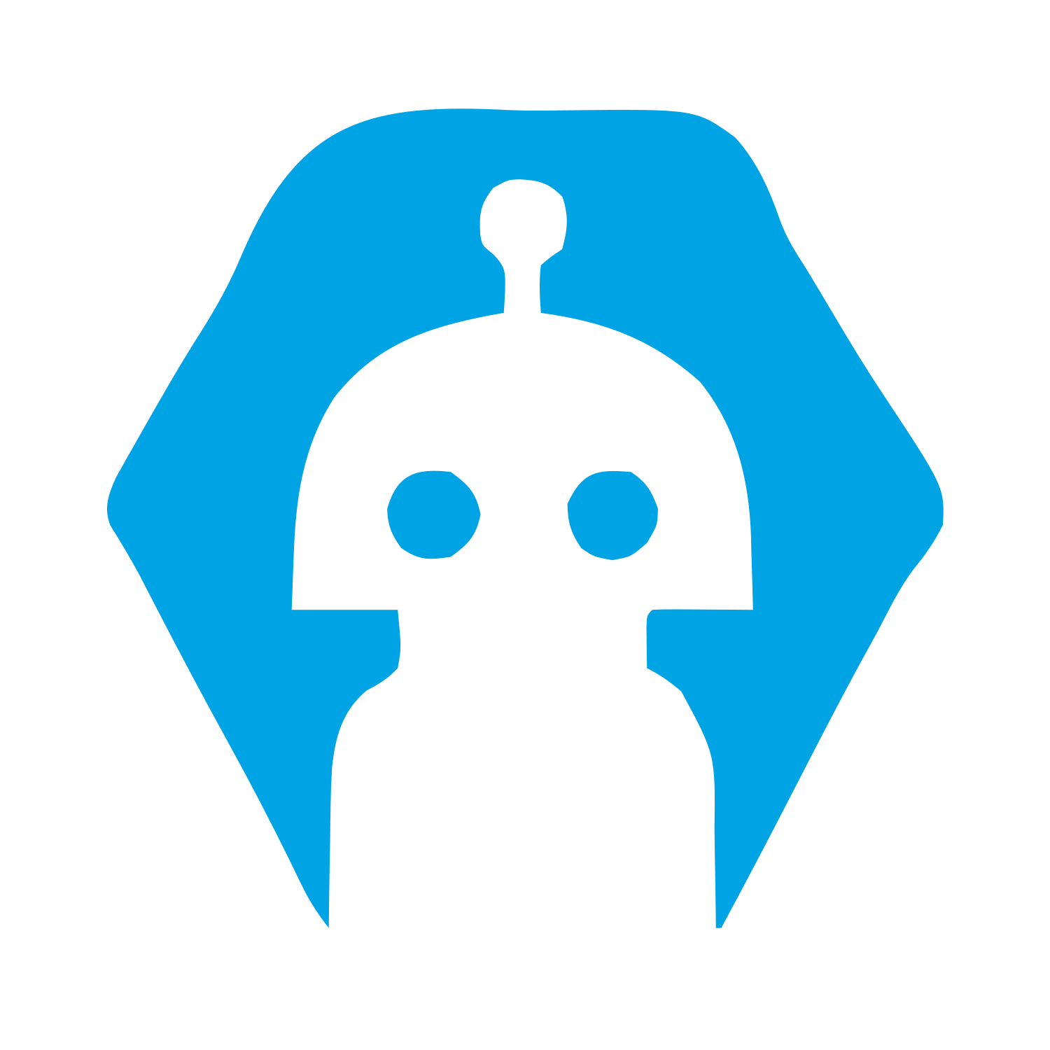 Negative Space Robot Logo #00a3e4