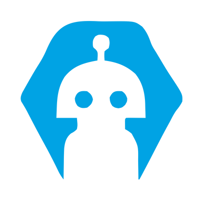 Negative Space Robot Logo #00a3e4