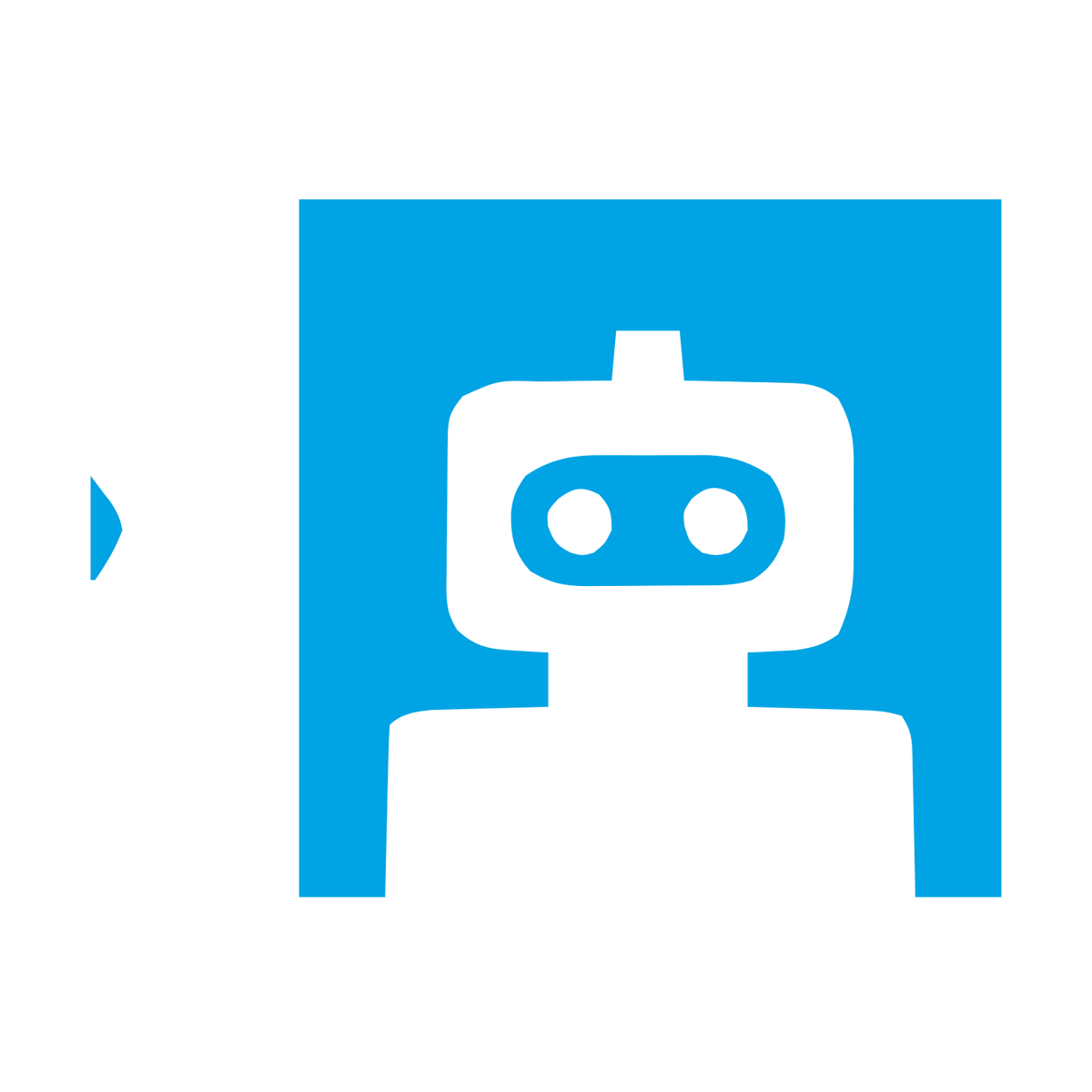 Negative Space Robot Logo #00a3e4