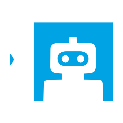 Negative Space Robot Logo #00a3e4