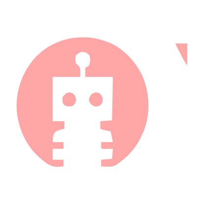 Robot Circle Negative Space Logo #ffa6a6