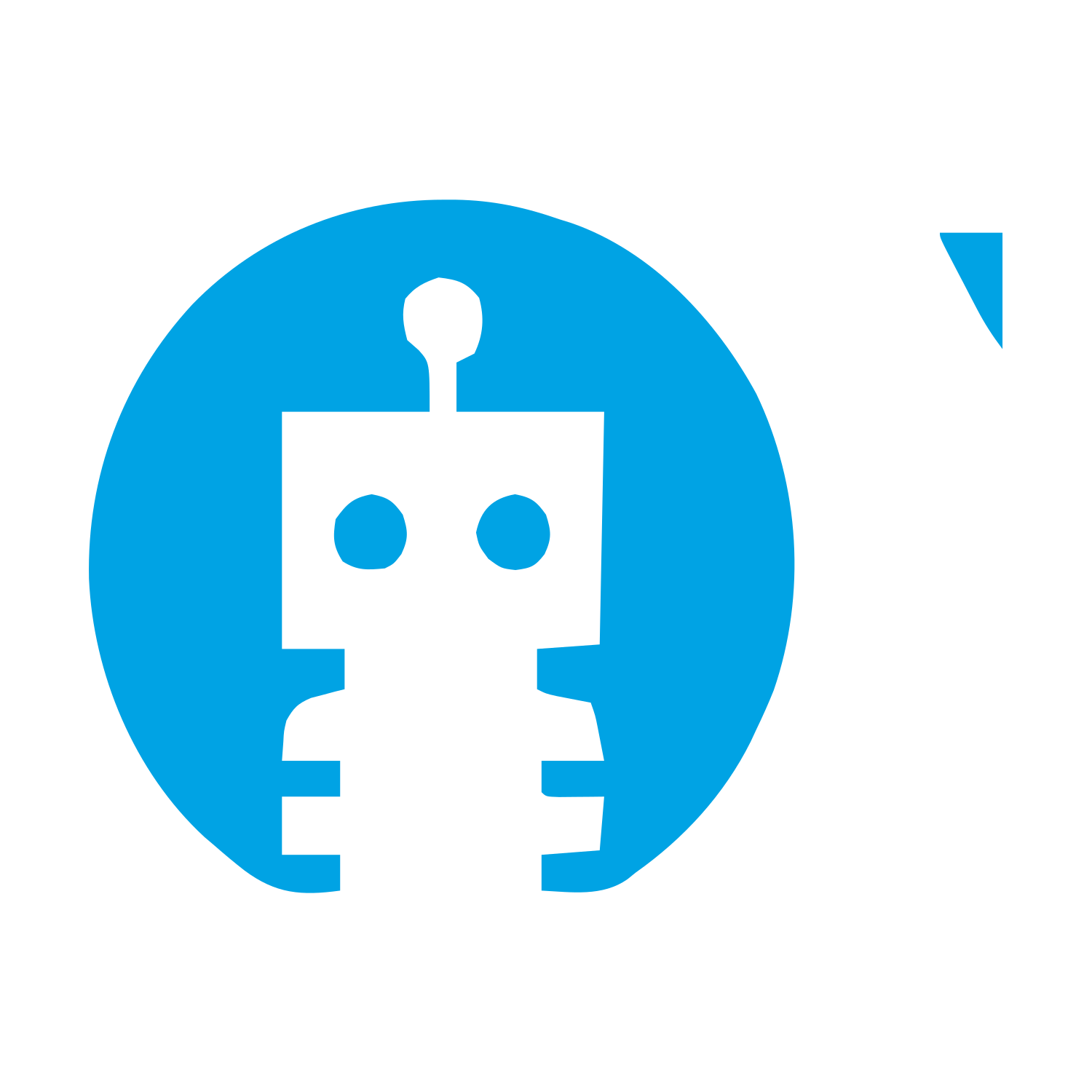 Robot Circle Negative Space Logo #00a3e4