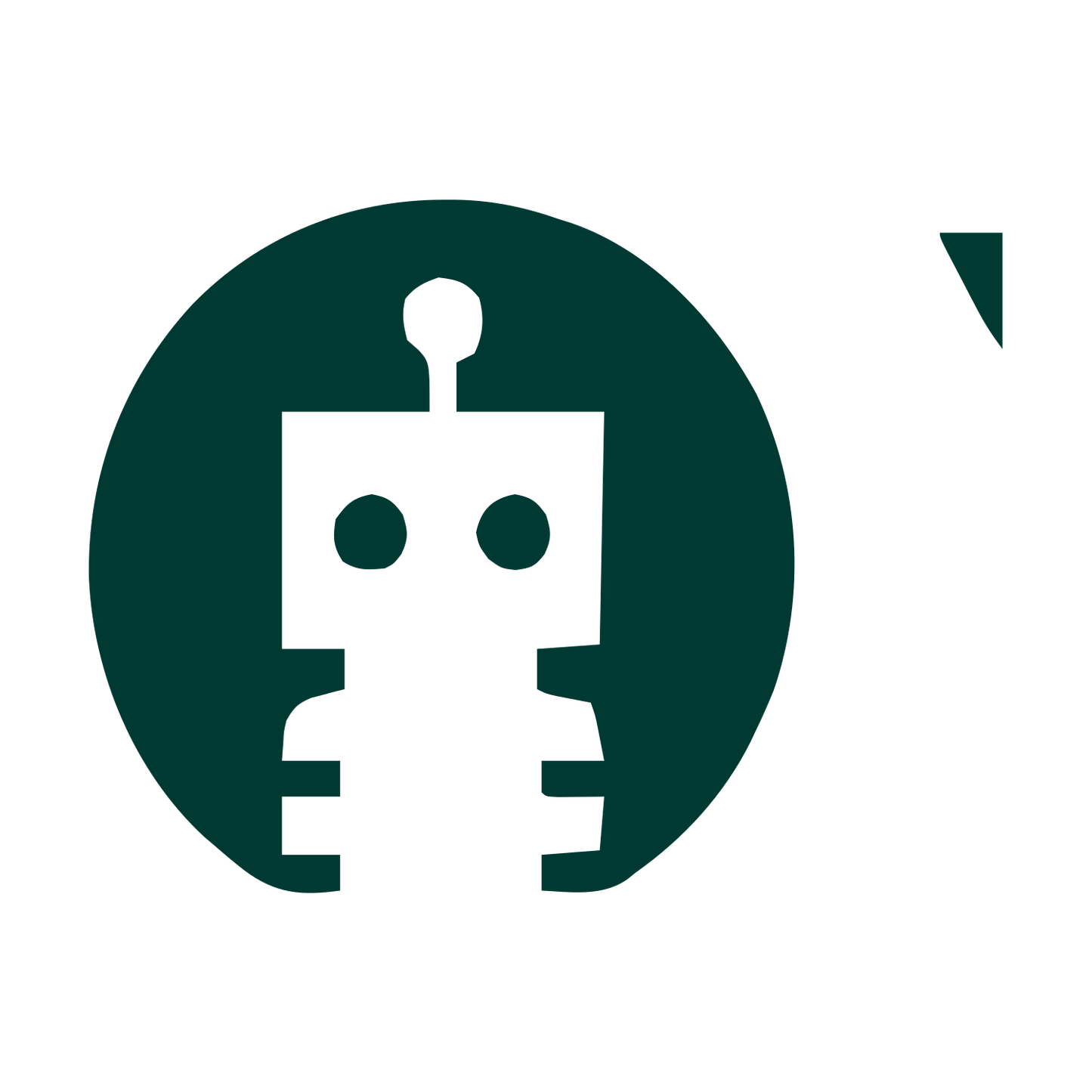 Robot Circle Negative Space Logo #003932