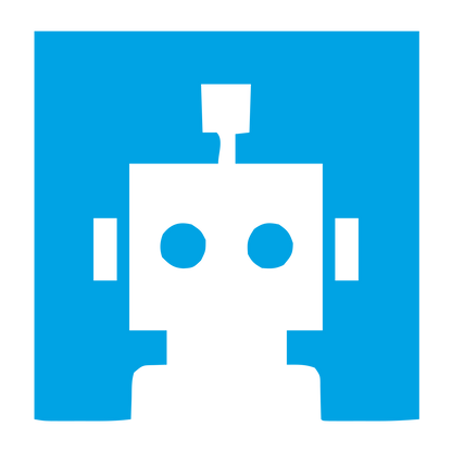 Negative Space Robot Logo #00a3e4