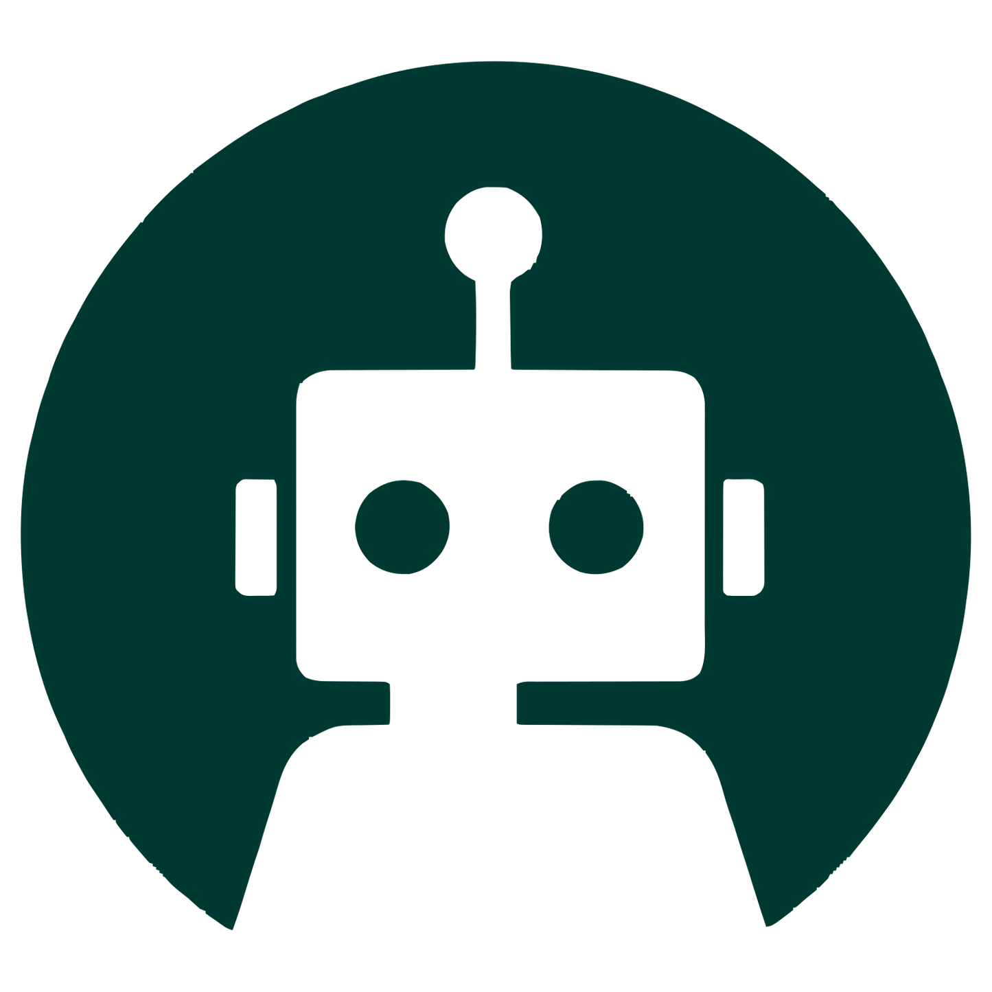 Robot Head Circle Logo #003932