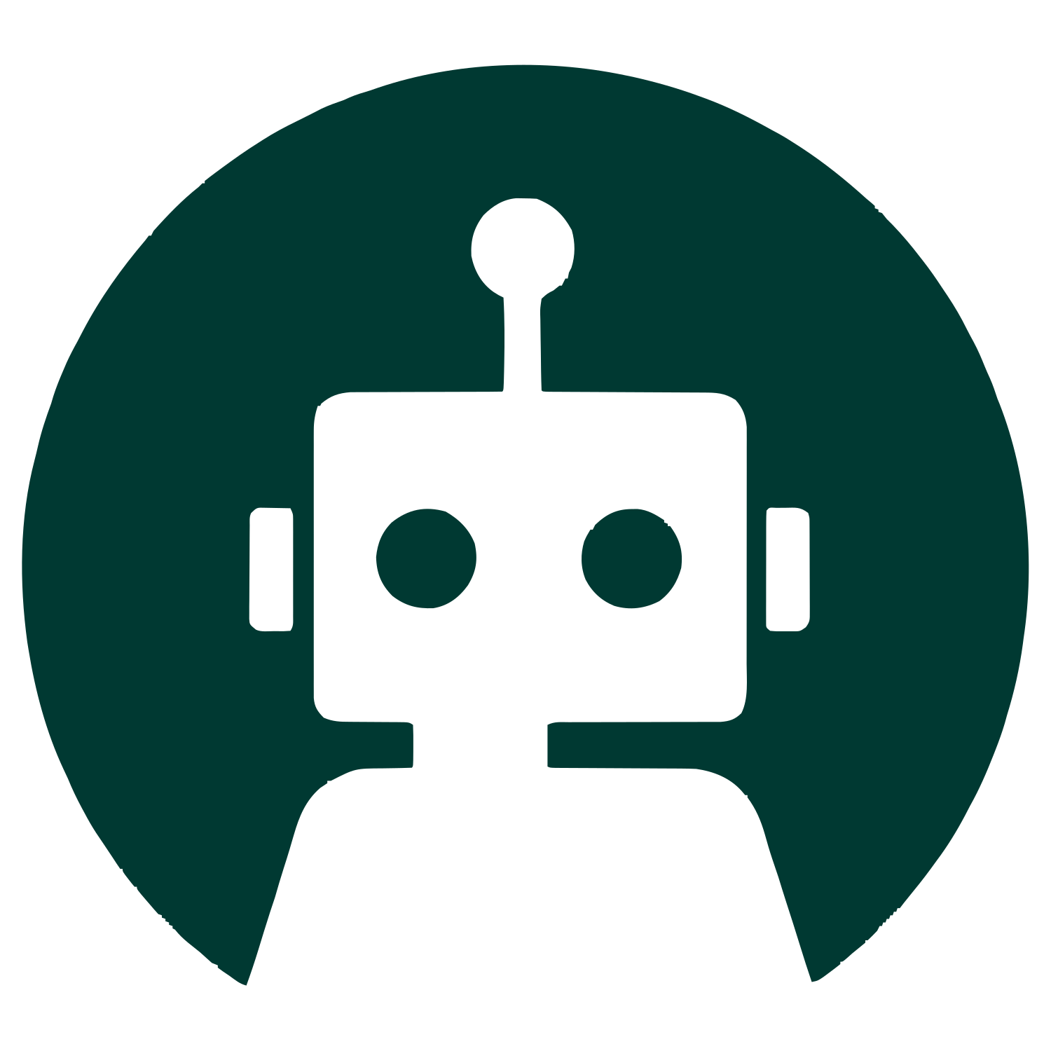 Robot Head Circle Logo #003932