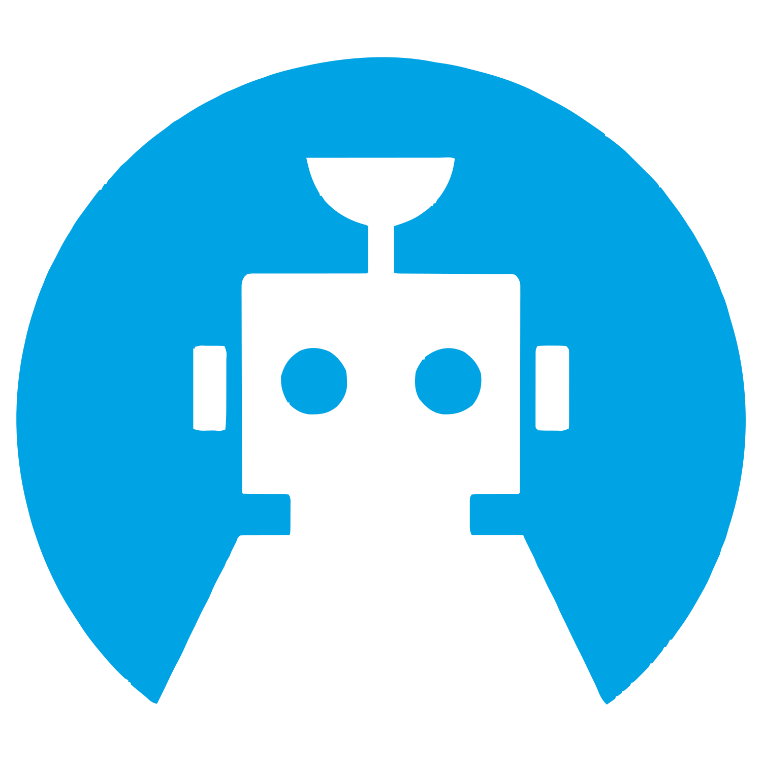 Negative Space Robot Logo #00a3e4