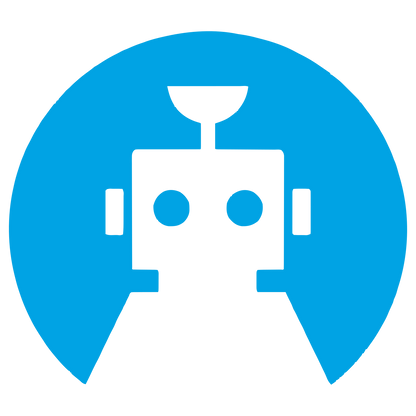 Negative Space Robot Logo #00a3e4
