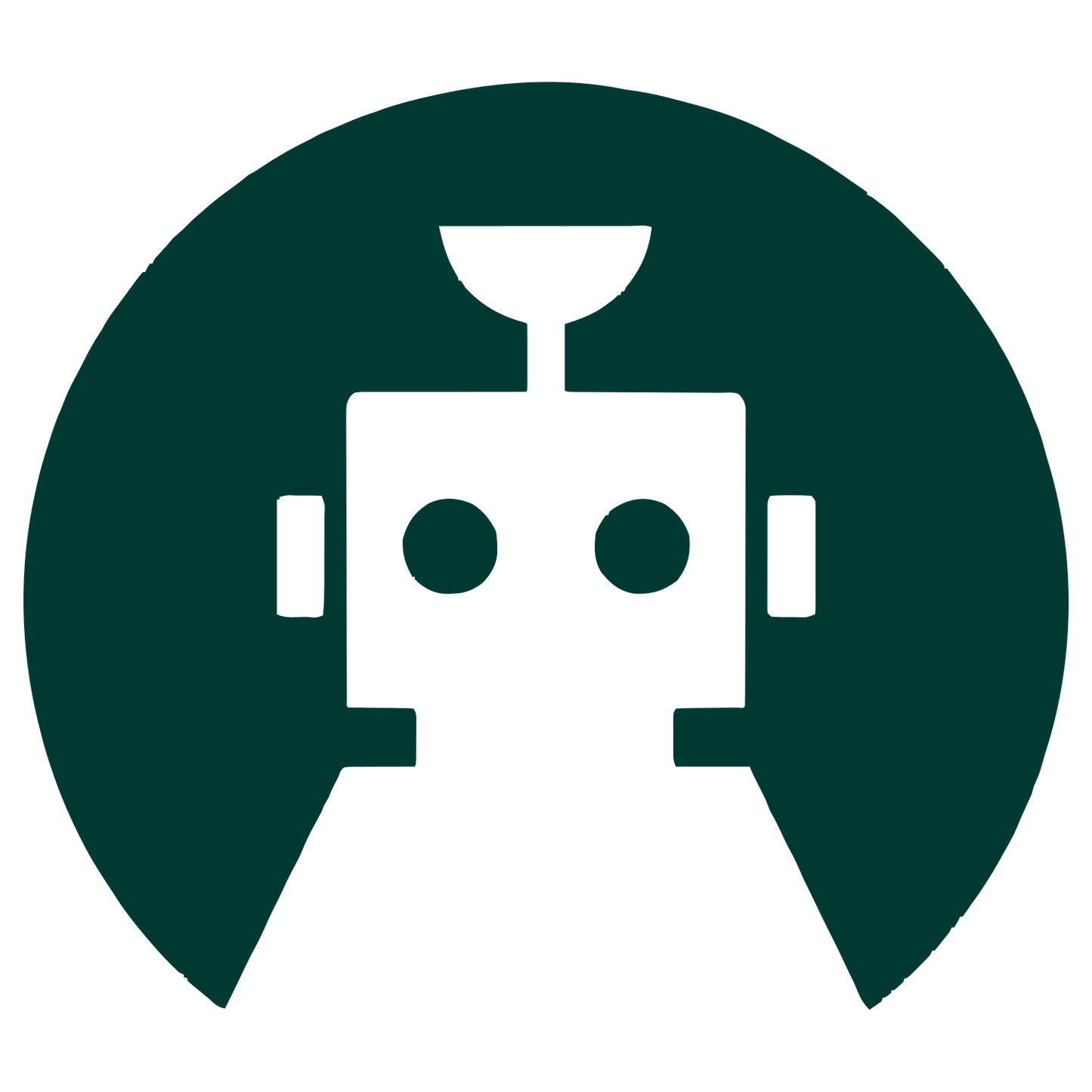 Negative Space Robot Logo #003932