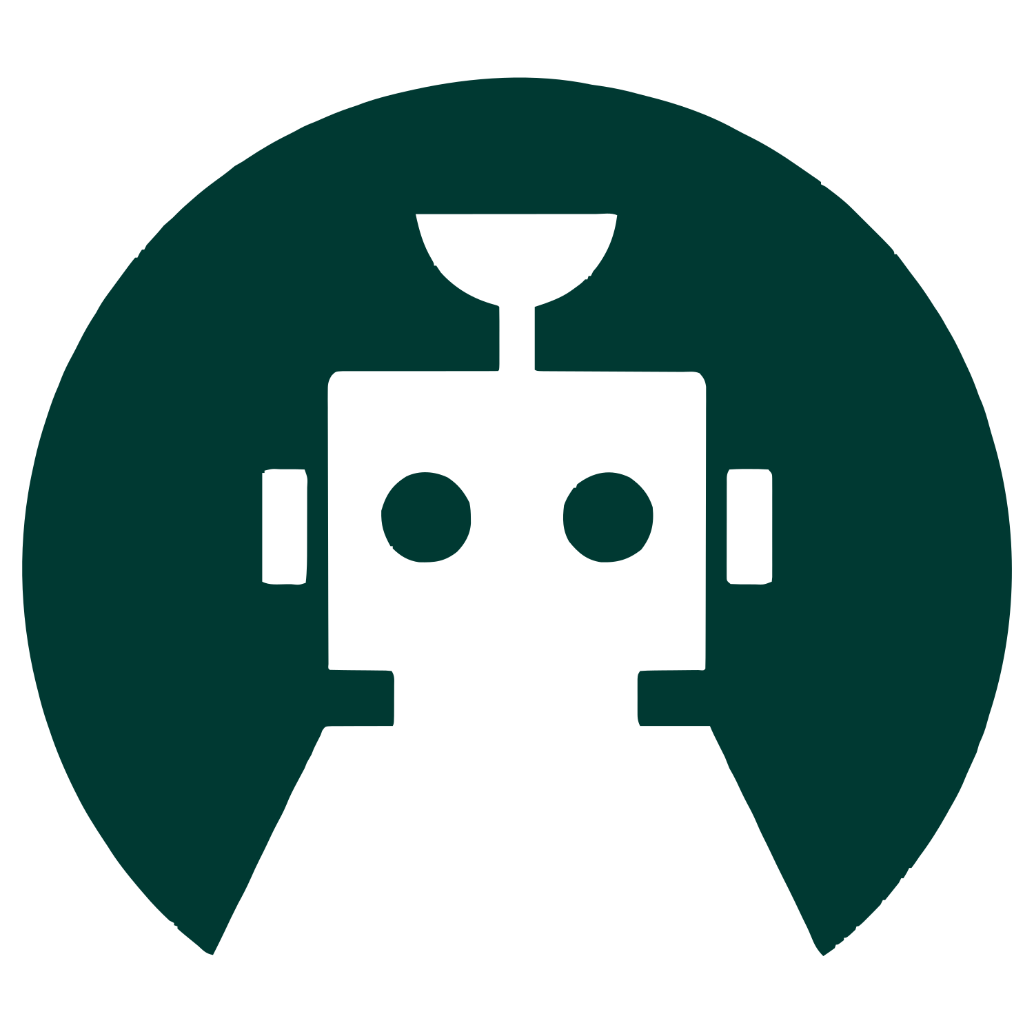 Negative Space Robot Logo #003932
