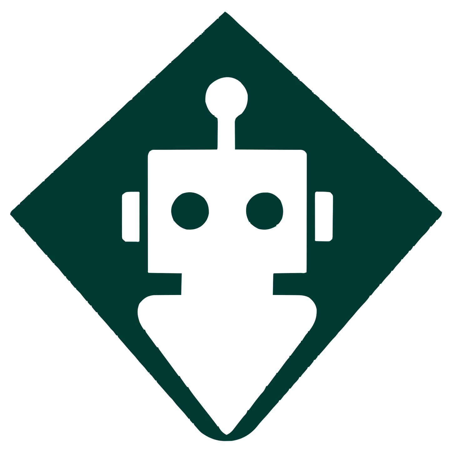 Robot Head Diamond Logo #003932