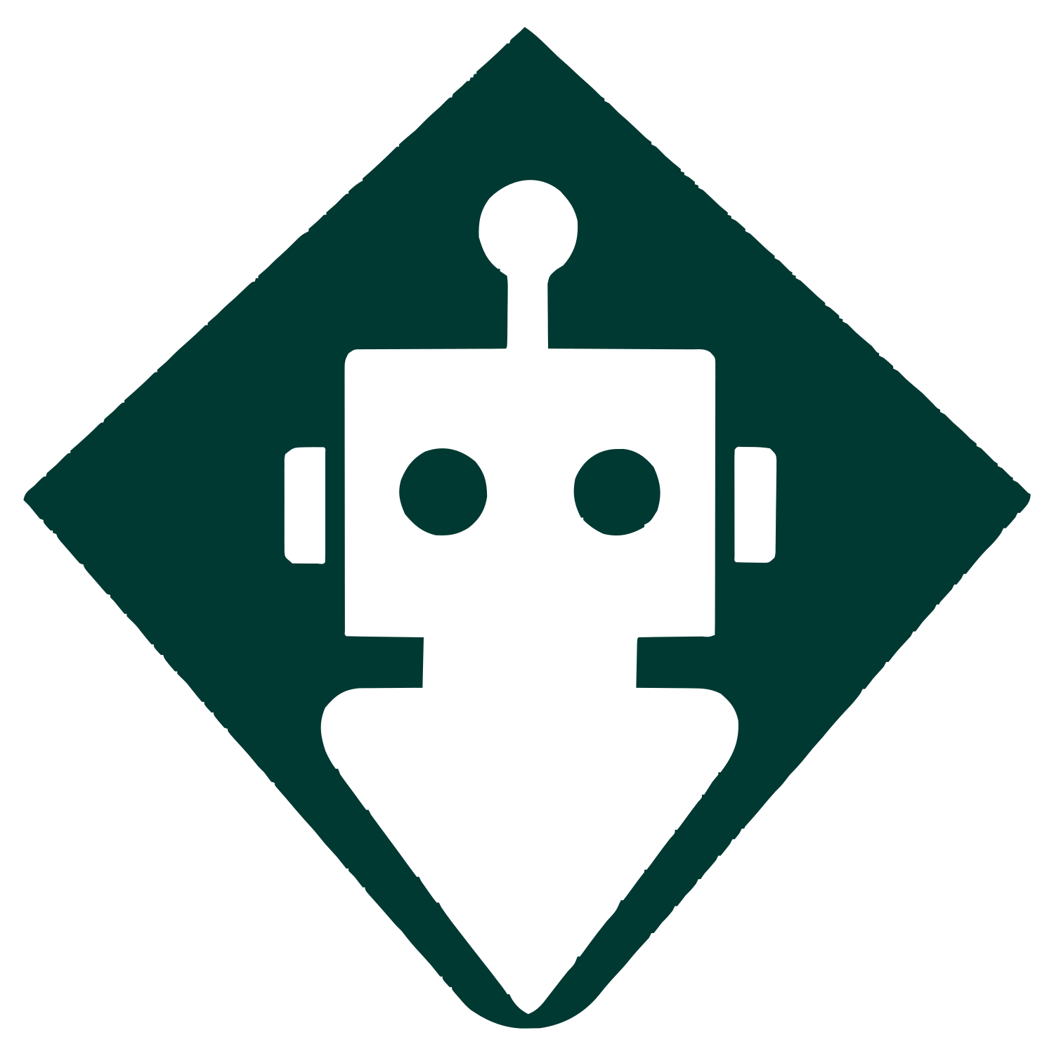 Robot Head Diamond Logo #003932