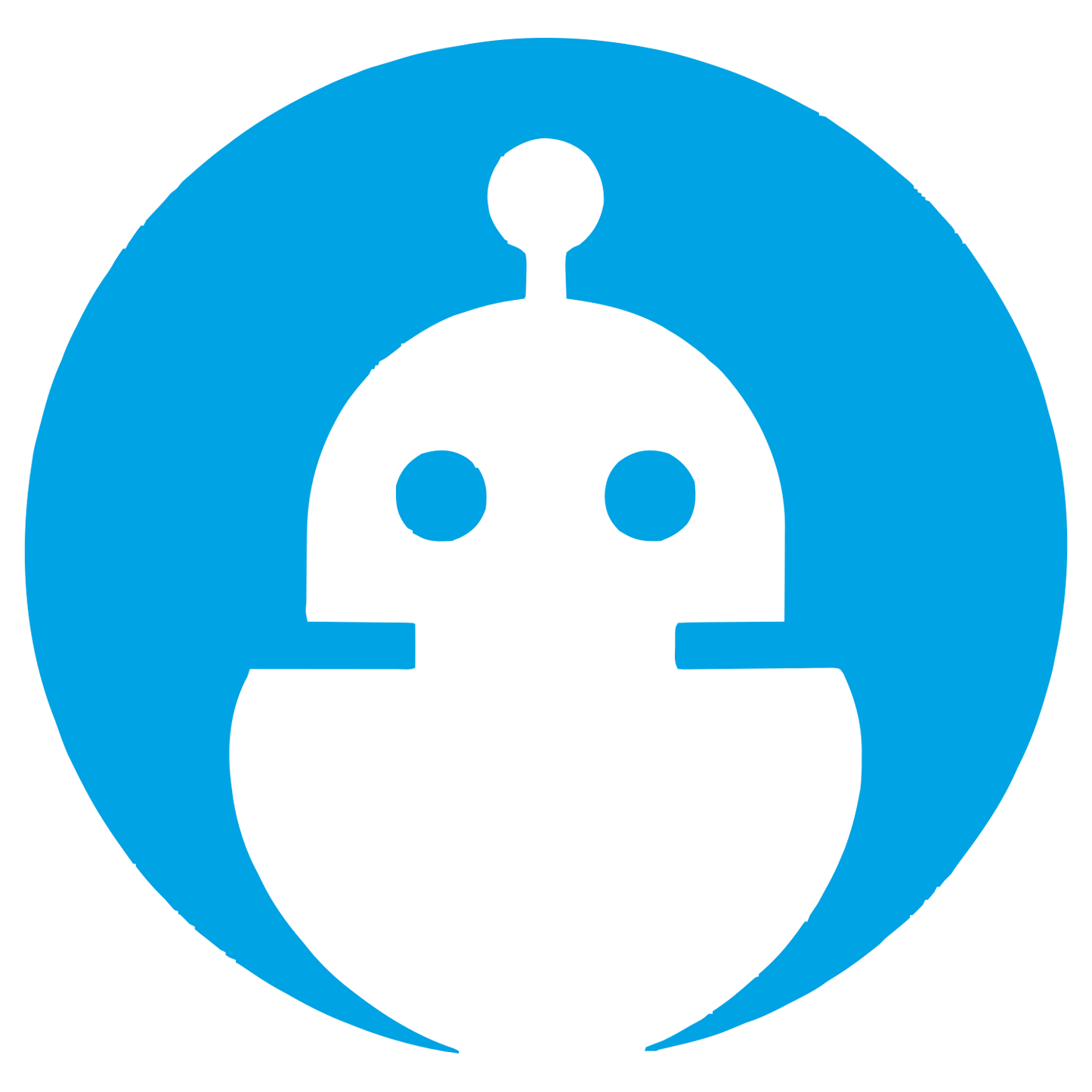 Robot Head Negative Space Logo #00a3e4