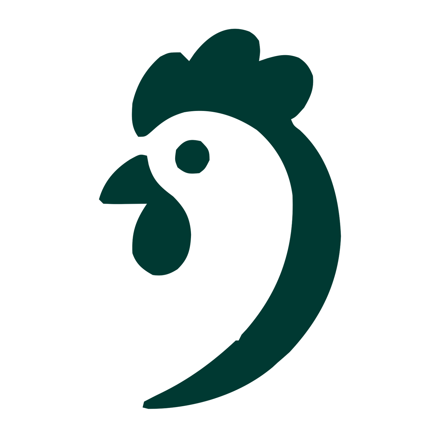Rooster Head Profile Logo #003932