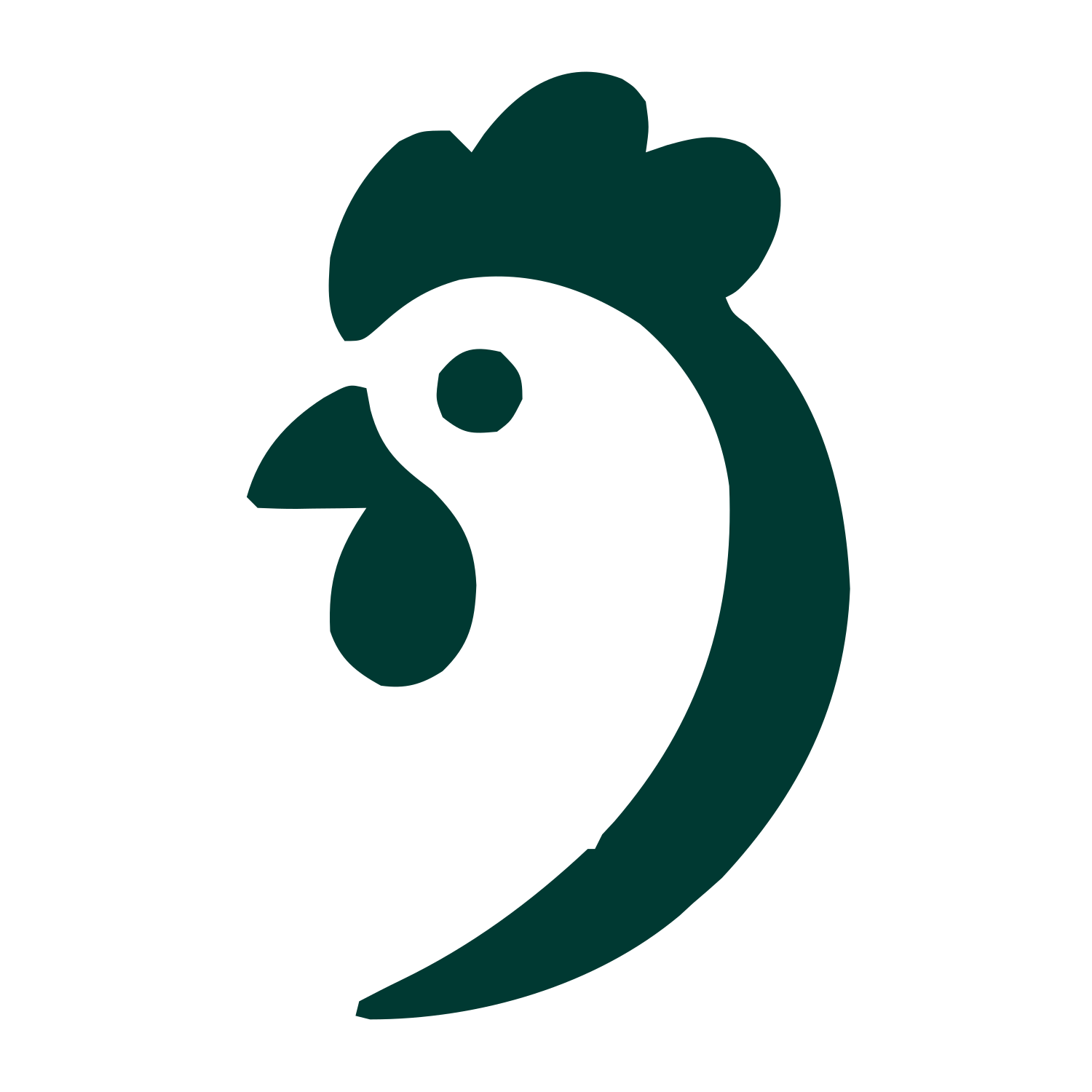 Rooster Head Profile Logo #003932