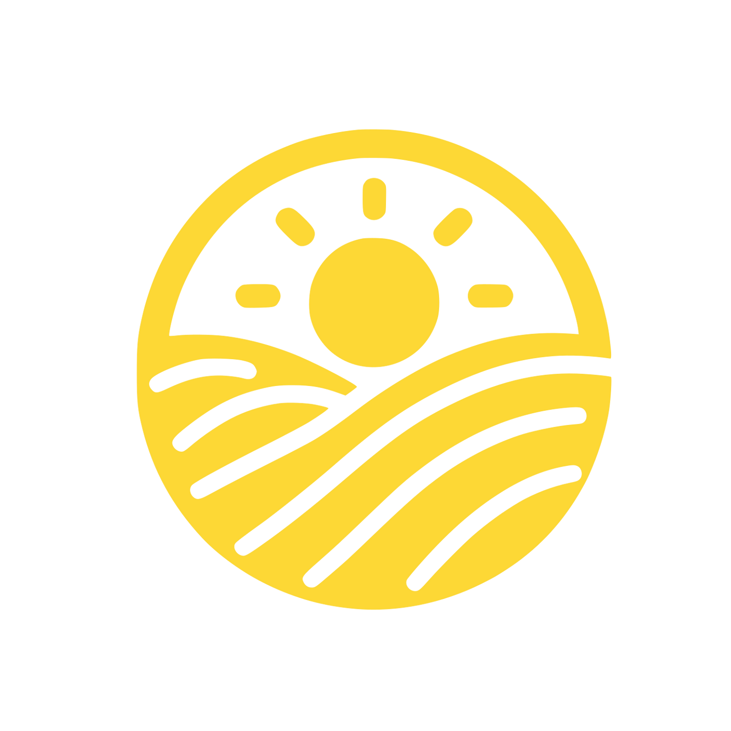 Landscape Fields with Sun Logo #FDD835
