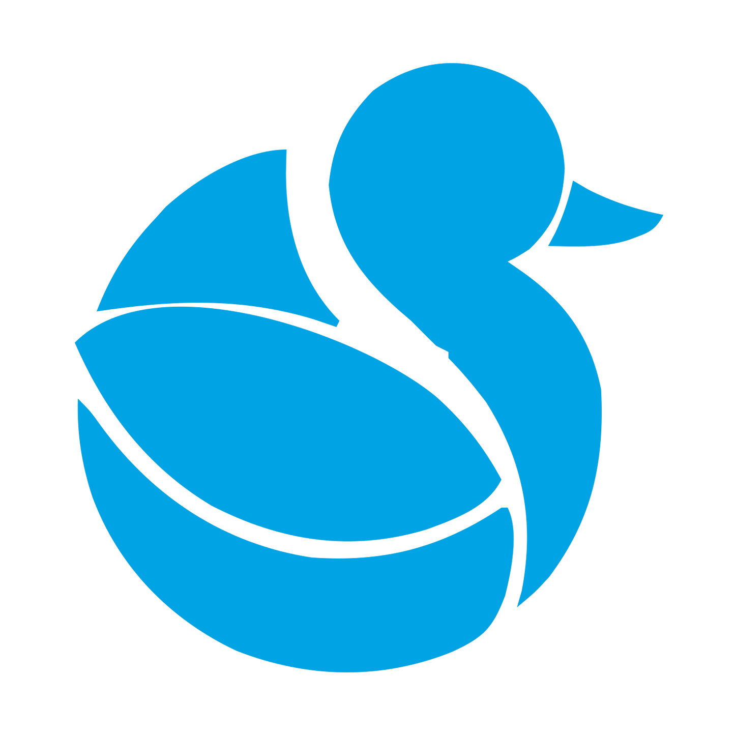 Layered Overlap Duck Logo #00a3e4