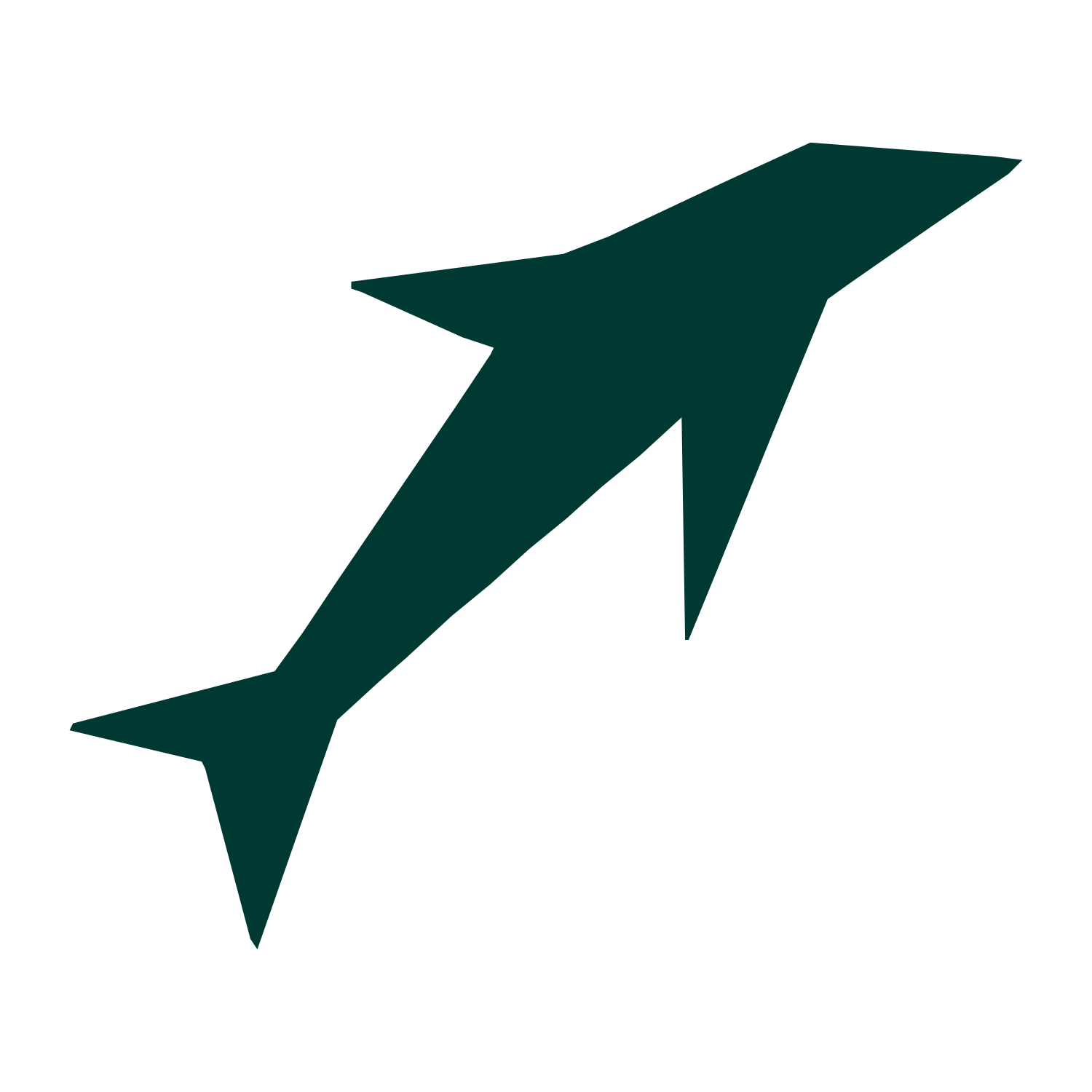 Leaping Dolphin Silhouette Logo #003932