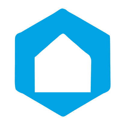 Hexagon House Negative Space Logo #00a3e4