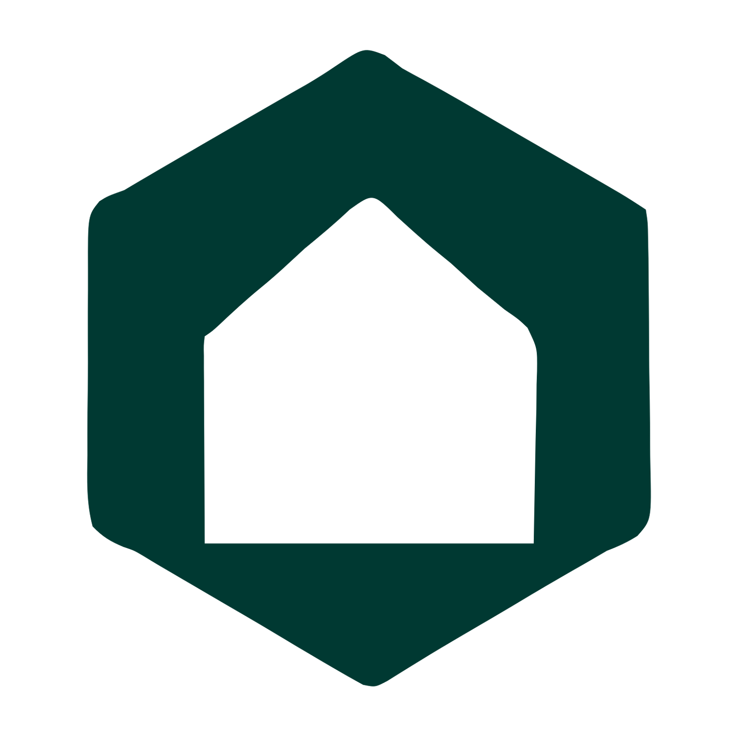 Hexagon House Negative Space Logo #003932