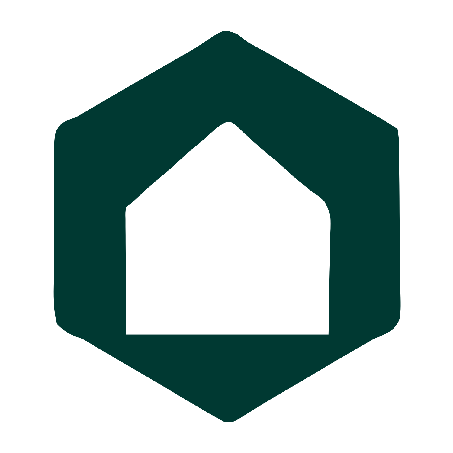 Hexagon House Negative Space Logo #003932
