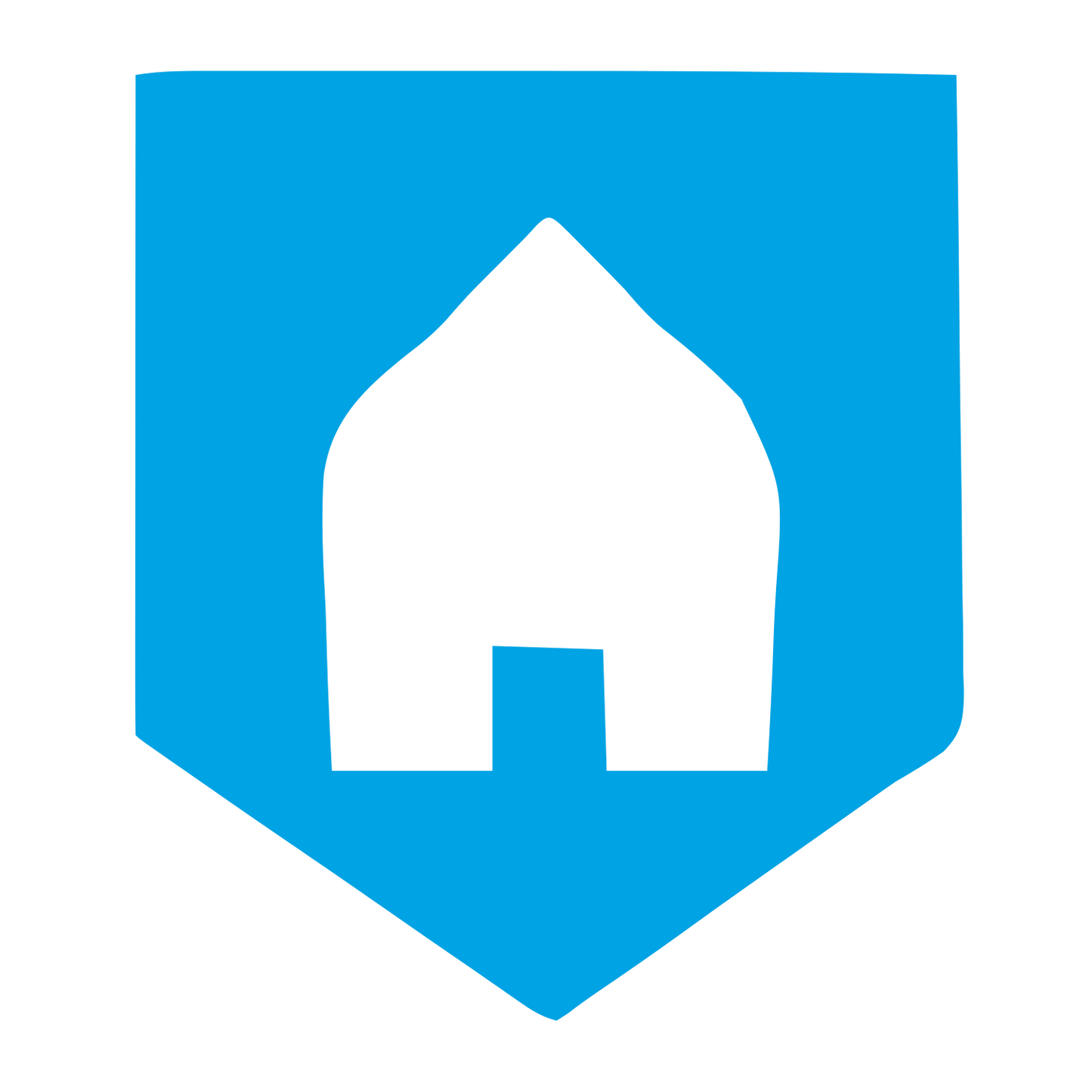 House Shield Negative Space Logo #00a3e4