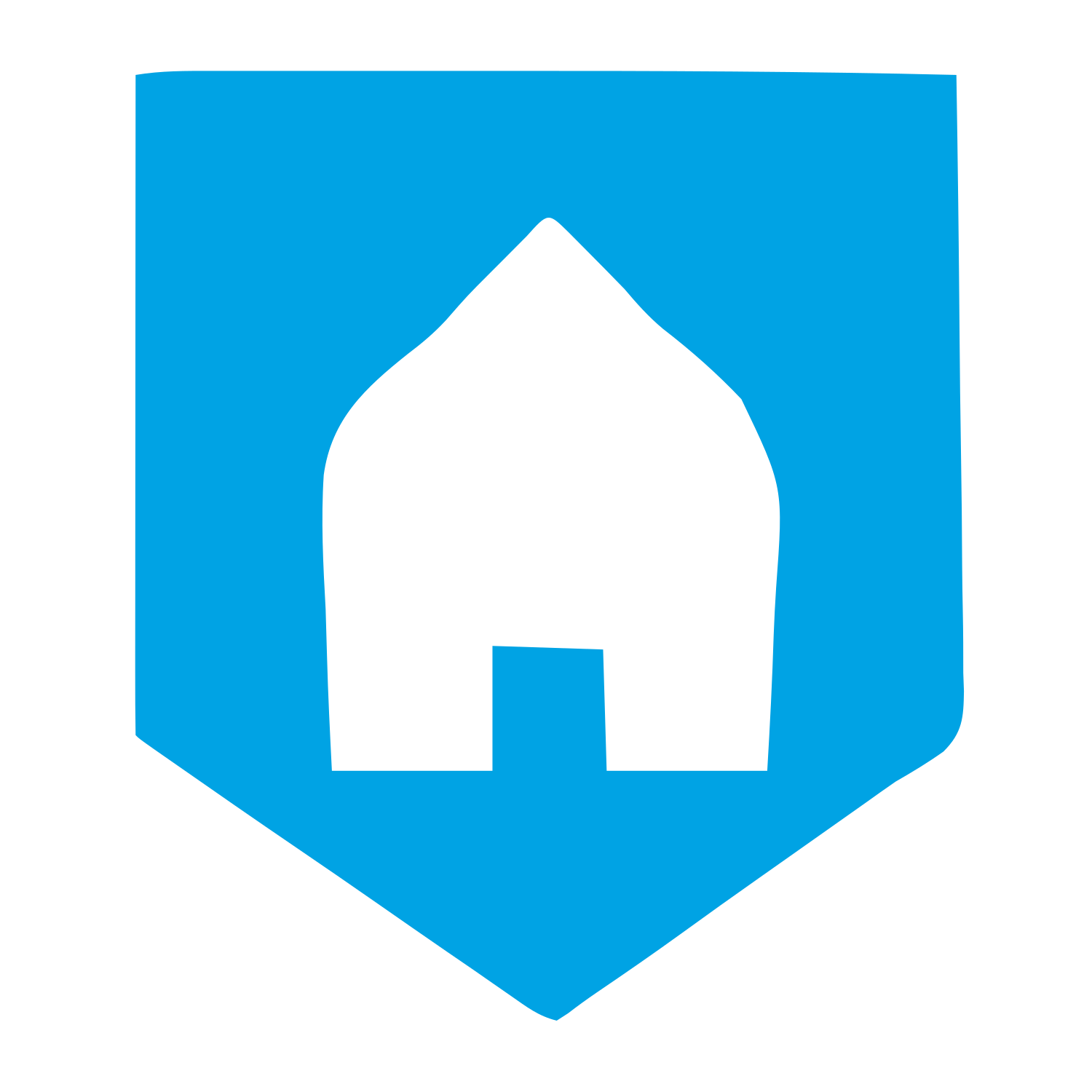 House Shield Negative Space Logo #00a3e4