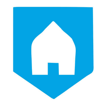 House Shield Negative Space Logo #00a3e4