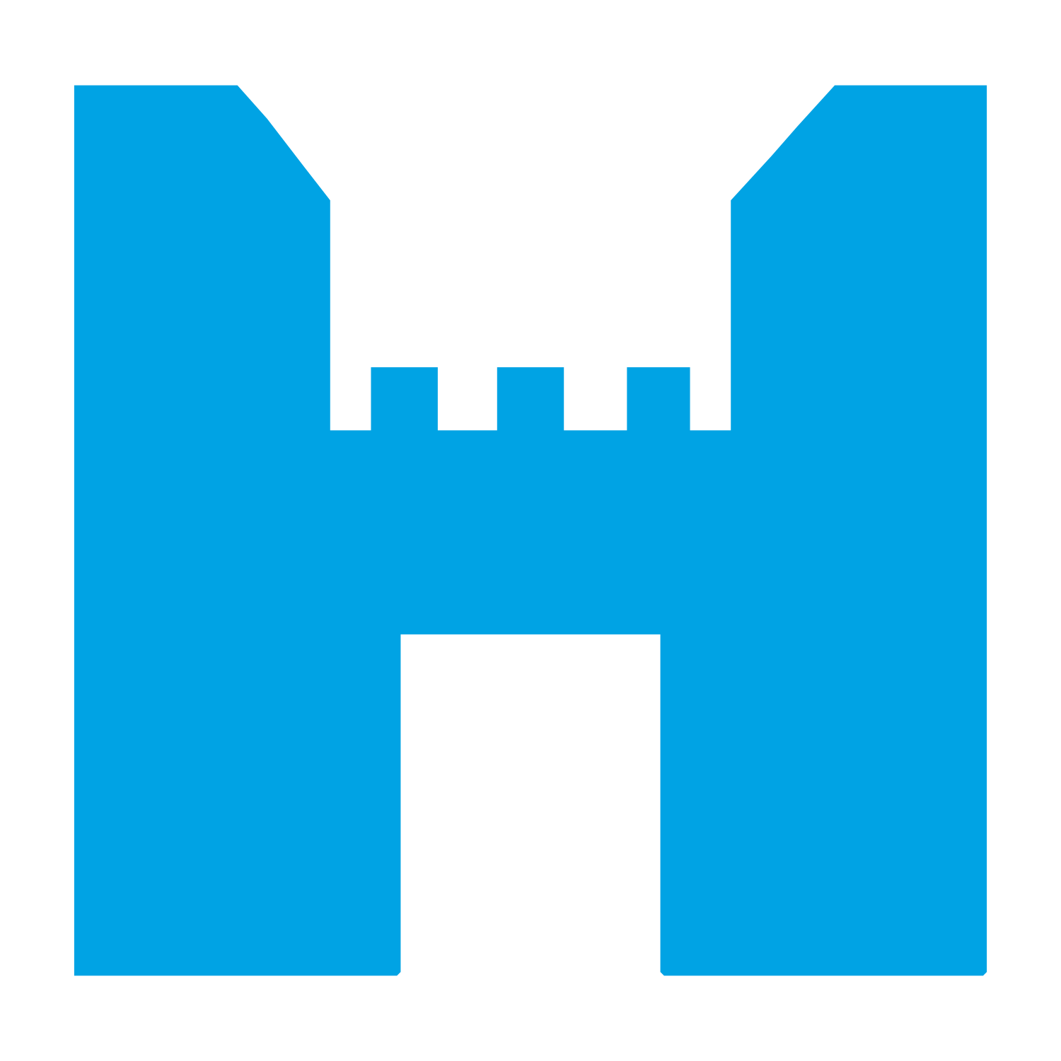 Brutalist Castle Gate Logo #00a3e4