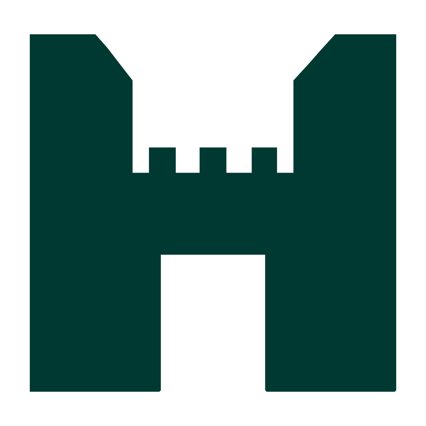 Brutalist Castle Gate Logo #003932