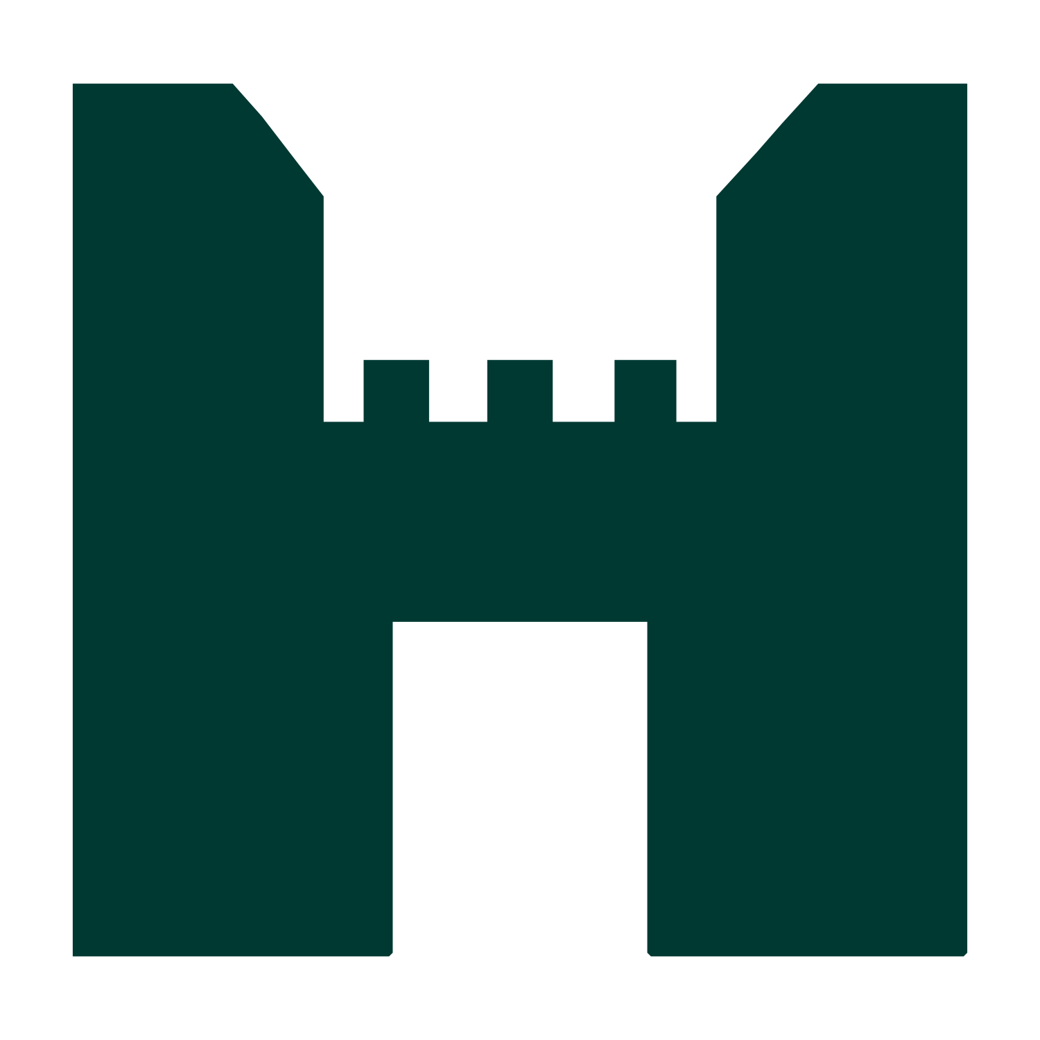 Brutalist Castle Gate Logo #003932