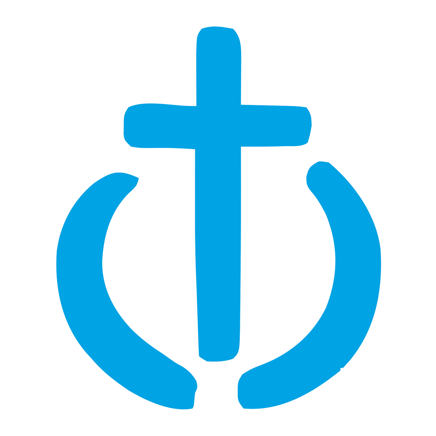 Hand-Drawn Cross Circle Logo #00a3e4