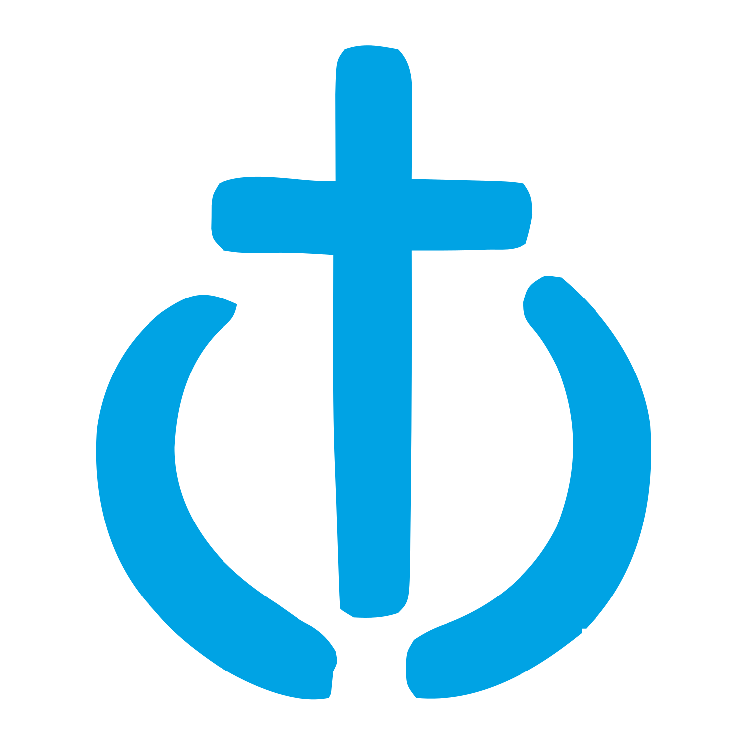 Hand-Drawn Cross Circle Logo #00a3e4