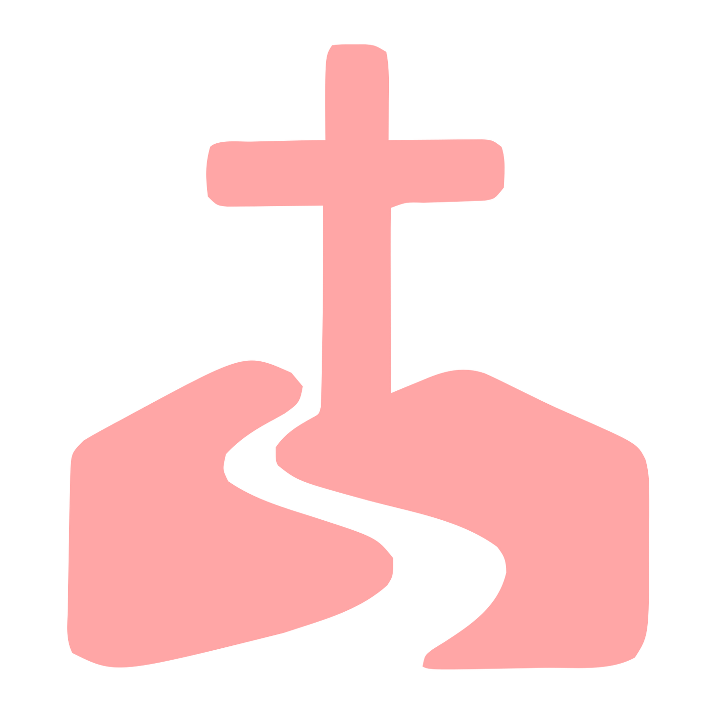 Cross on Hill Path Logo #ffa6a6