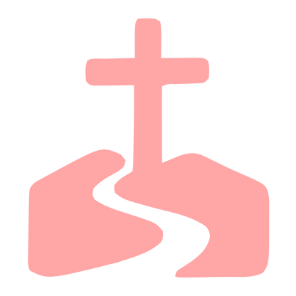 Cross on Hill Path Logo #ffa6a6
